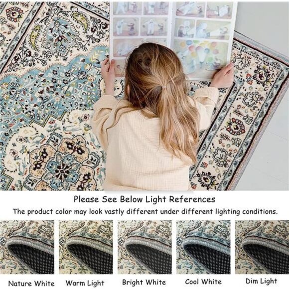 Persian Floral Medallion Area Rug - 3x5 Entry Throw Rug Turkish Indoor Rug - Picture 6 of 6